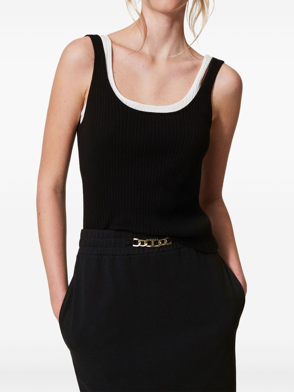 Shop Twinset Trompe-l'œil Fitted Knit Top