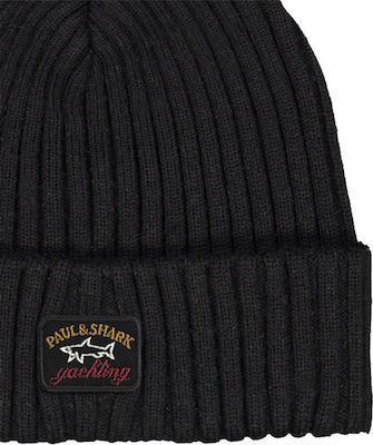 Paul & Shark Ribbed-knit Beanie In Black