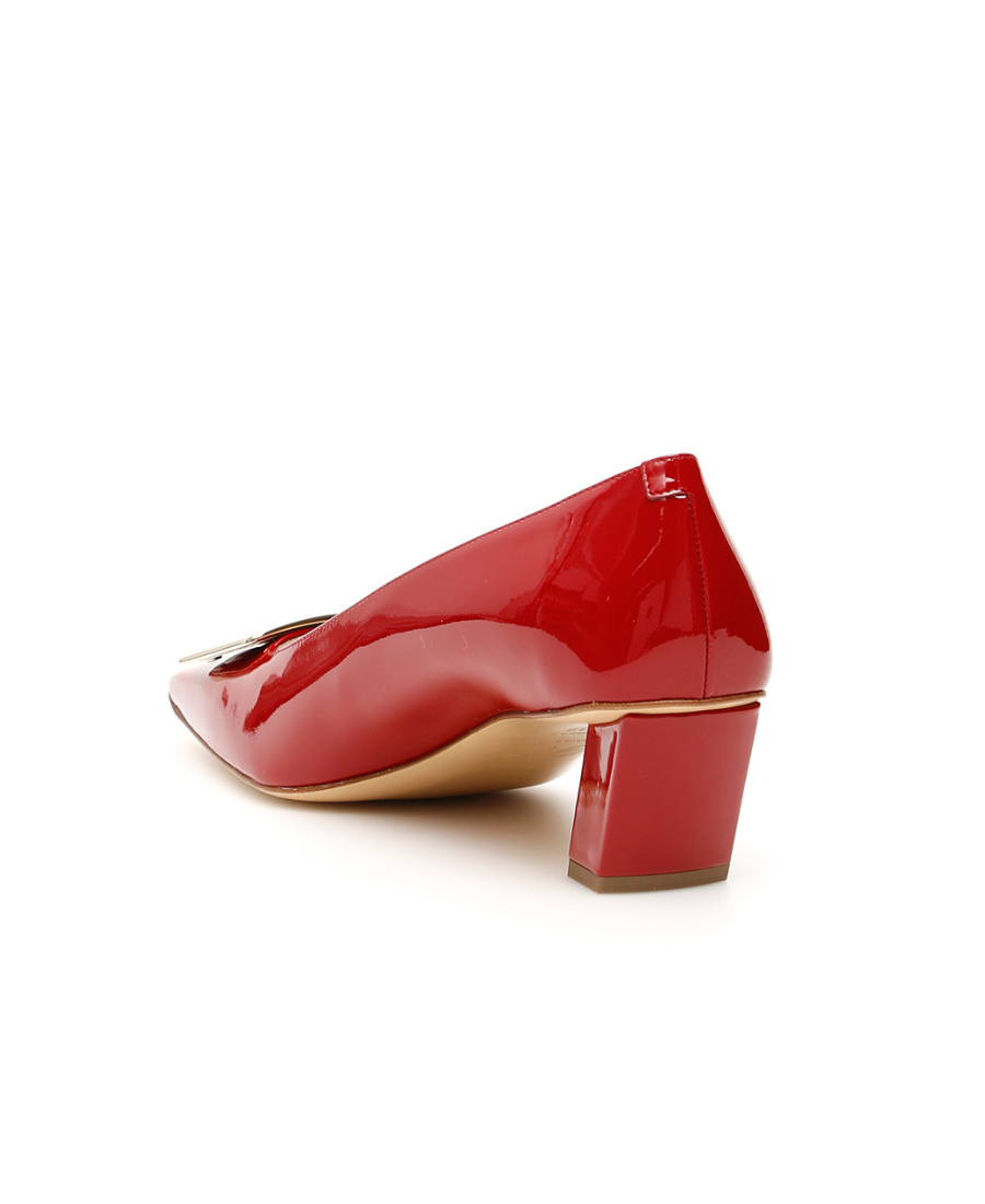 Roger Vivier Belle Vivier Patent Leather Buckle Pumps In Red