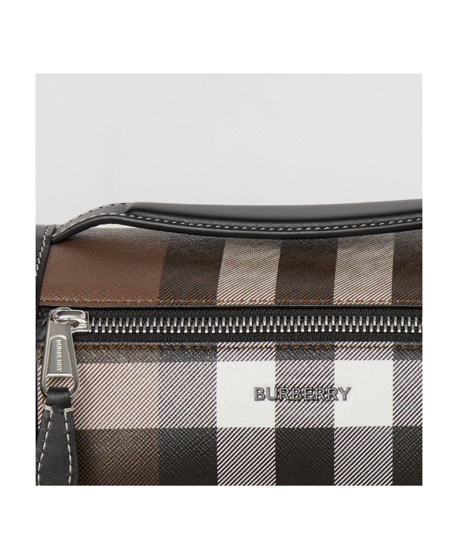 Burberry Exaggerated Check-print Leather Messenger Bag In Black