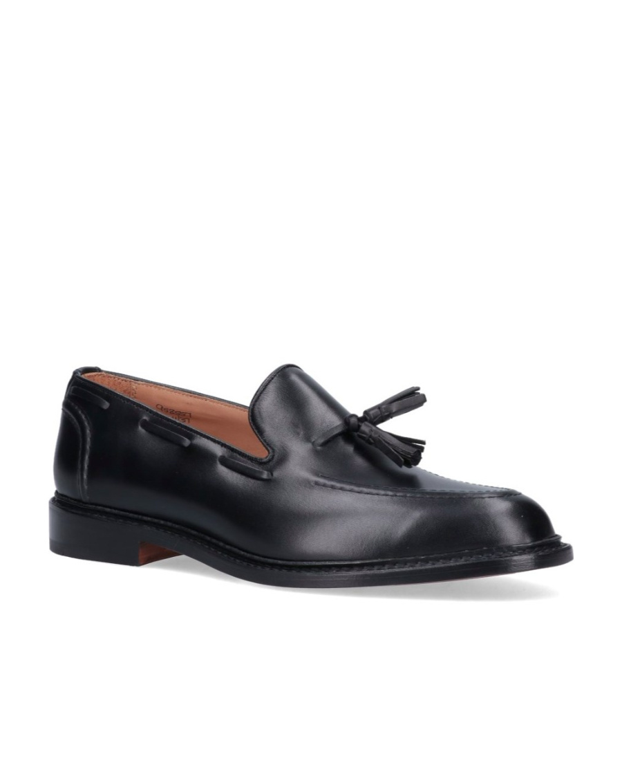 Tricker's Black Calf Leather Moccasin With Decorative Tassel In Black