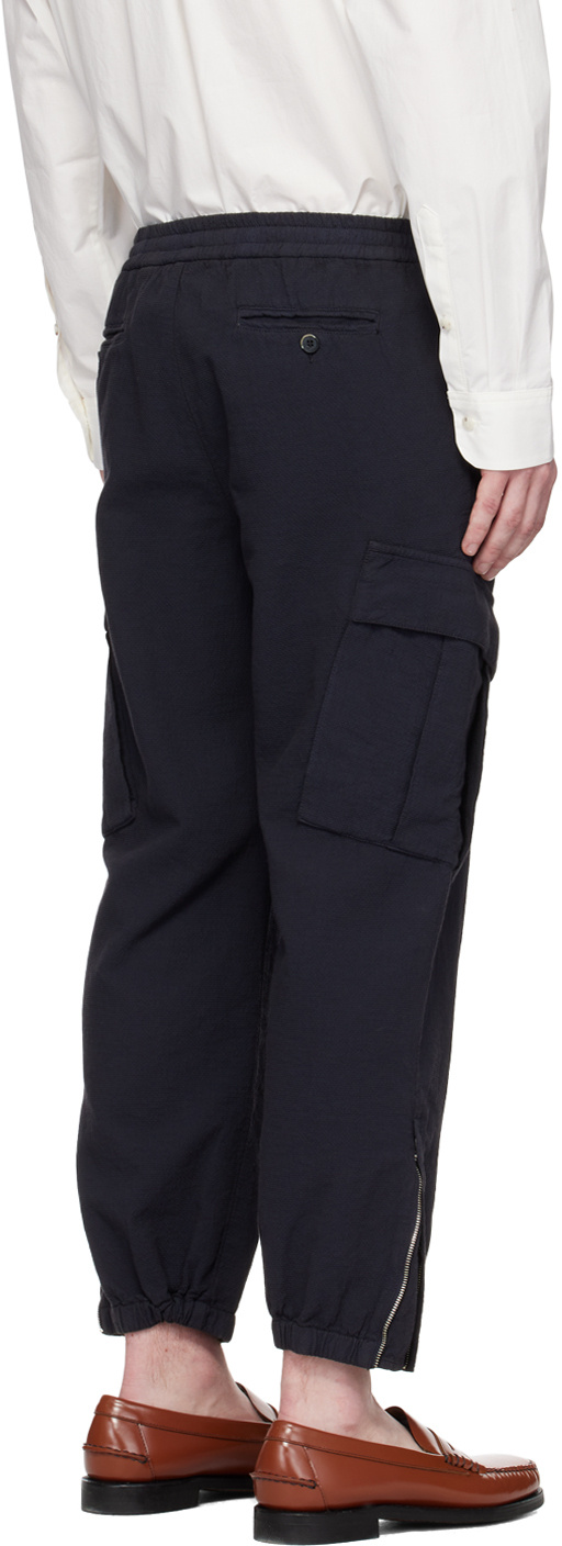 Barena Venezia Navy Rambagio Crespon Trousers In Black