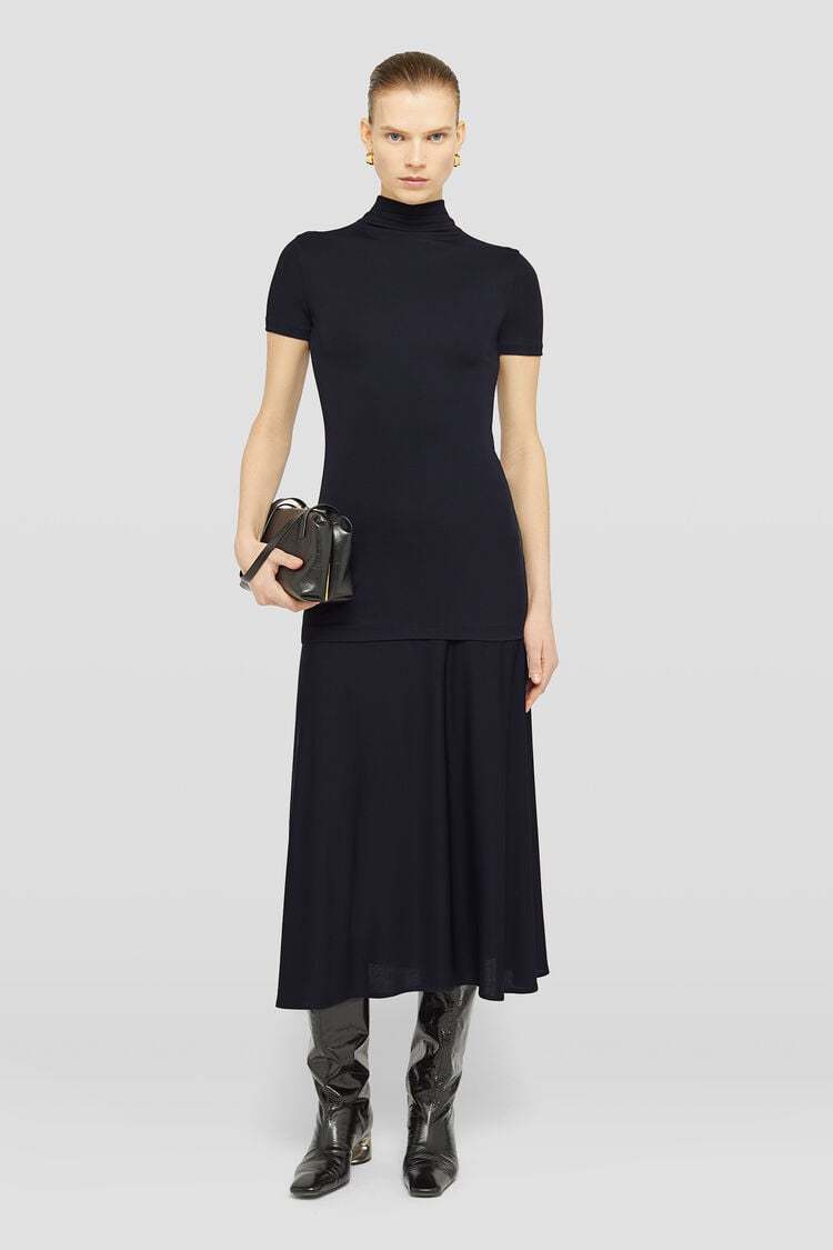 Jil Sander Layered-design Midi Dress In Black