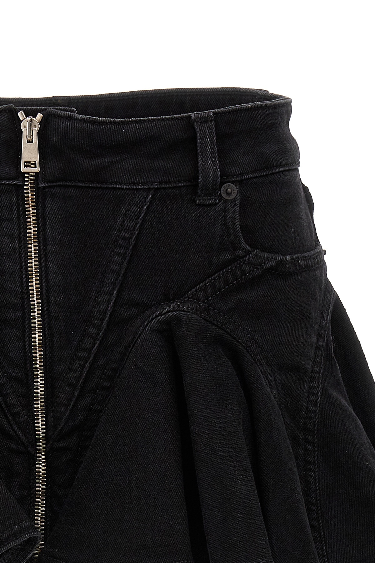 MUGLER FLARED DENIM MINISKIRT 