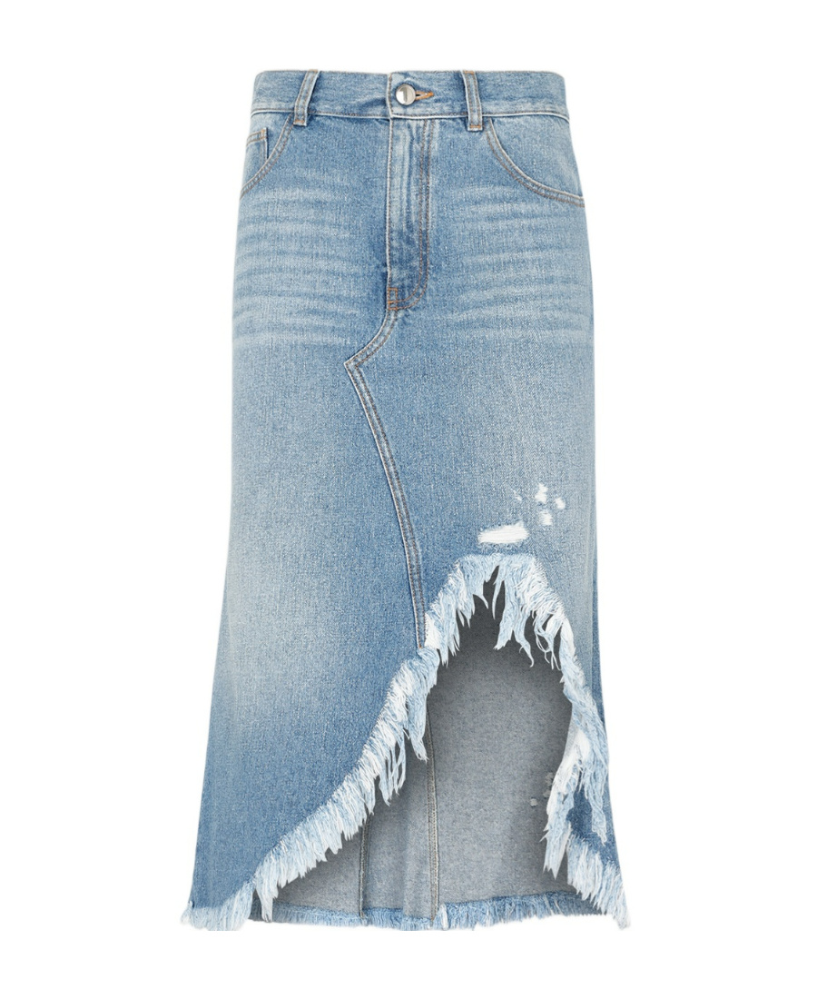 Chloé Asymmetrical Hem Denim Skirt In Blue