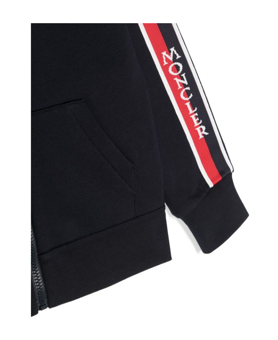 Moncler Logo-stripe Cotton Zip-up Hoodie In Black