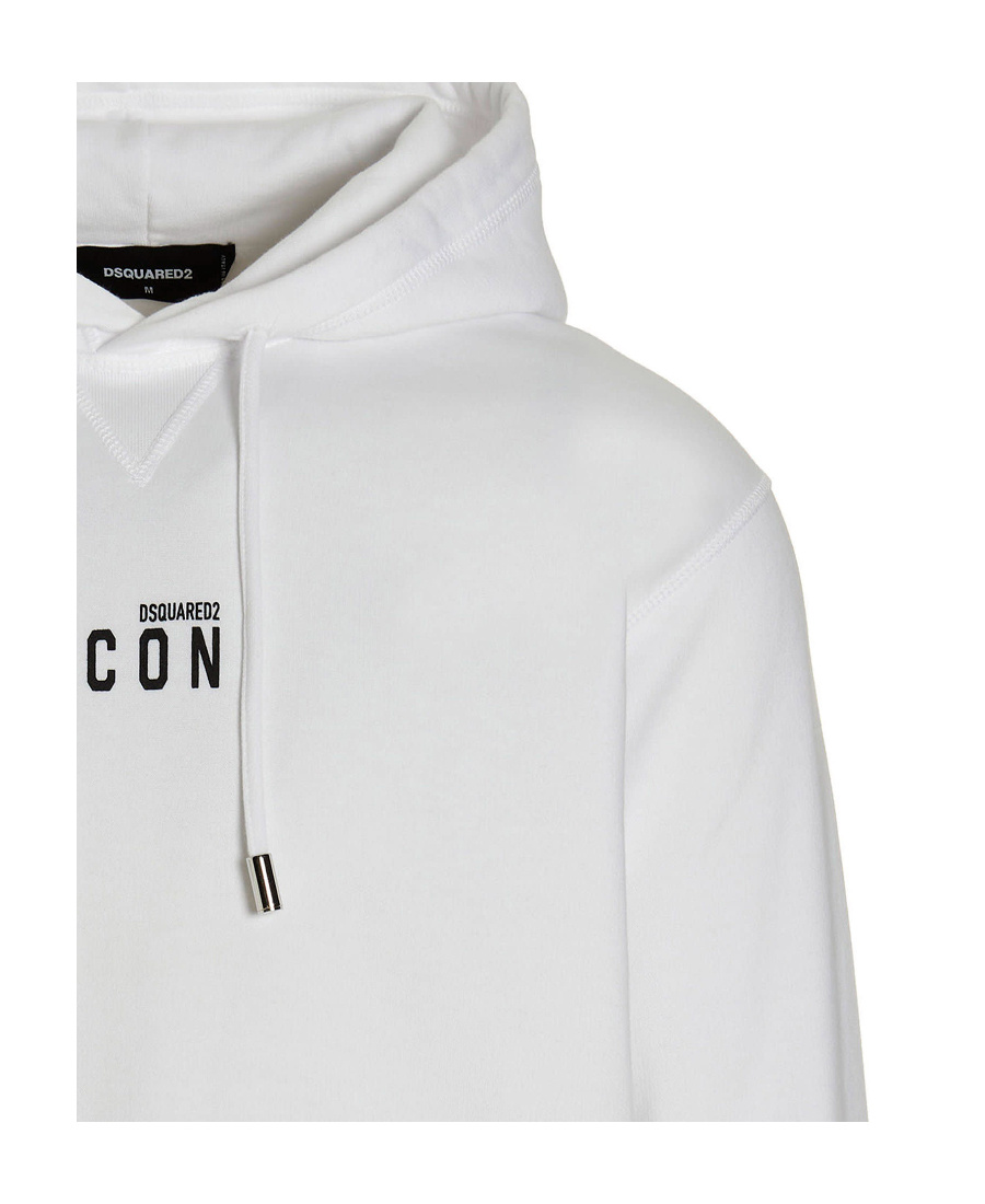 Dsquared2 Logo Print Drawstring Hoodie In White