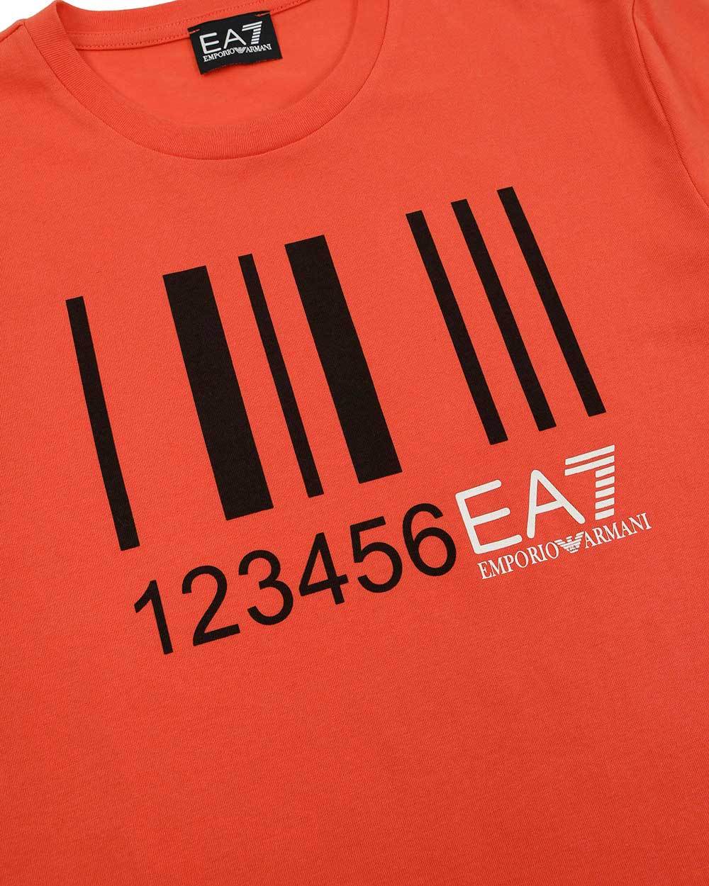 Ea7 Logo T-shirt With Round Neck In Red