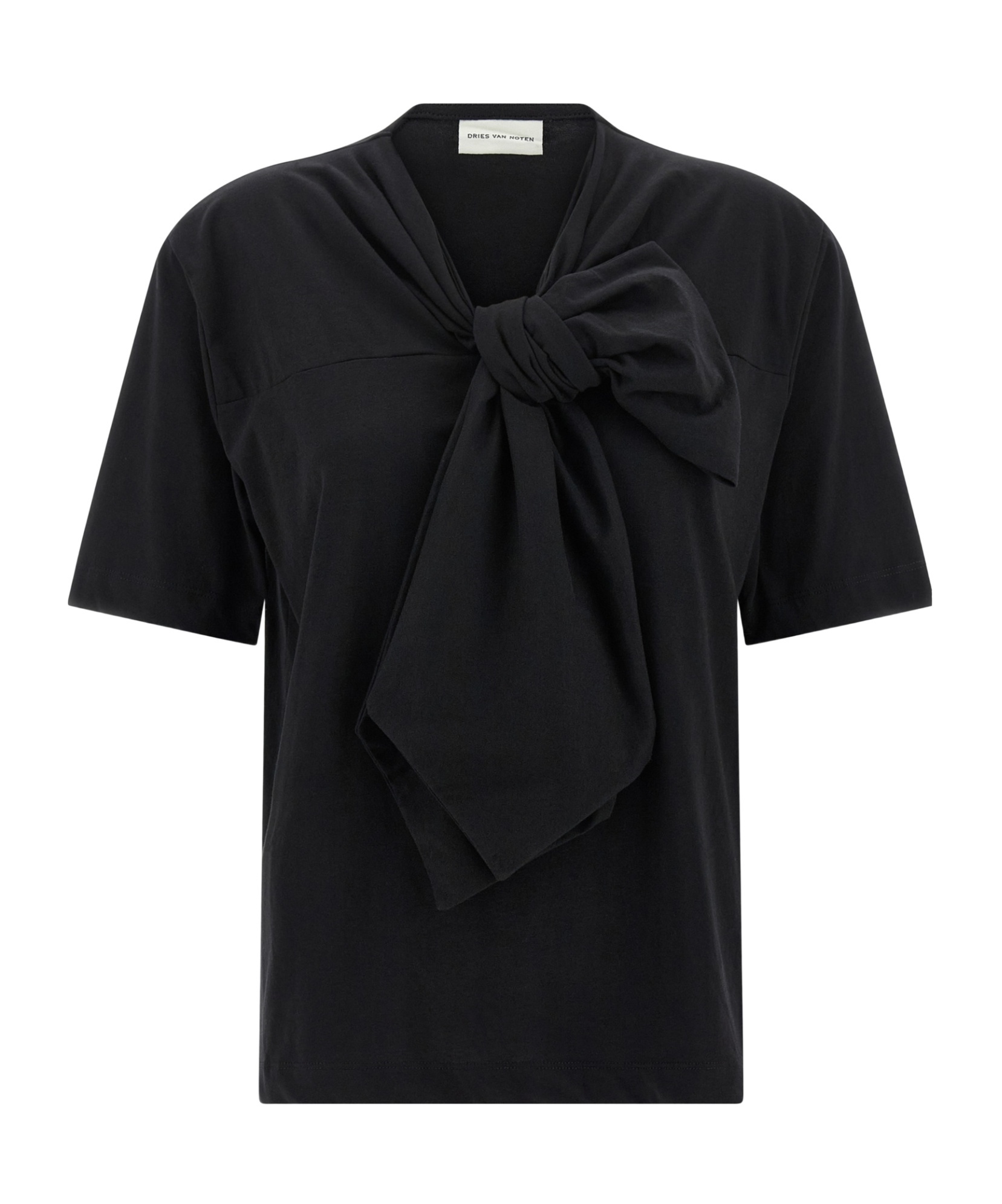 Dries Van Noten Bow Detail Short Sleeve T-shirt In Black
