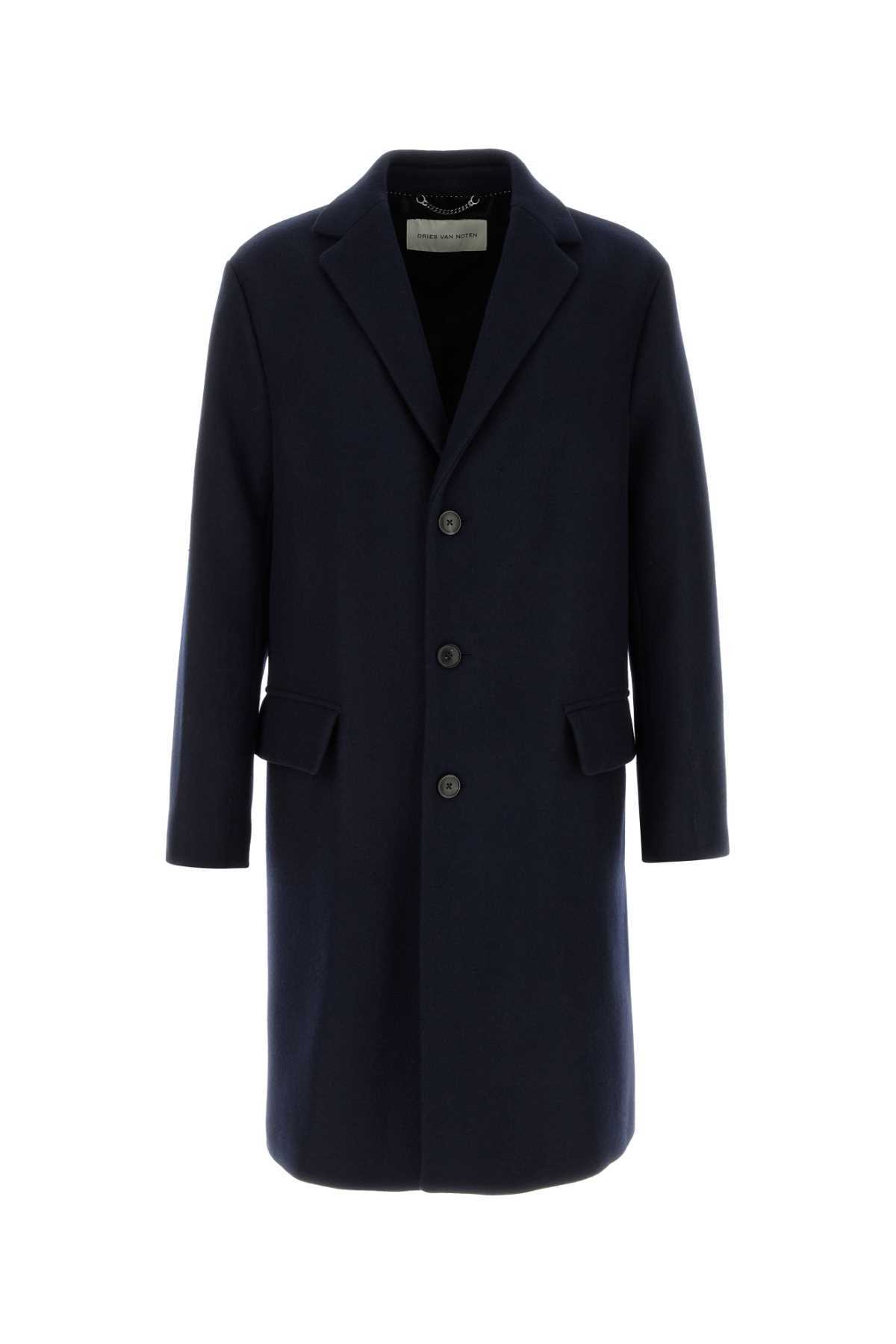Dries Van Noten Wool Blend Coat With Long Sleeves And Vent In Black