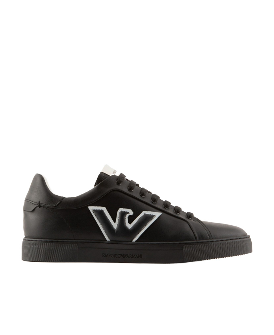 Emporio Armani Logo Round Head Low Upper Board Shoes In Black