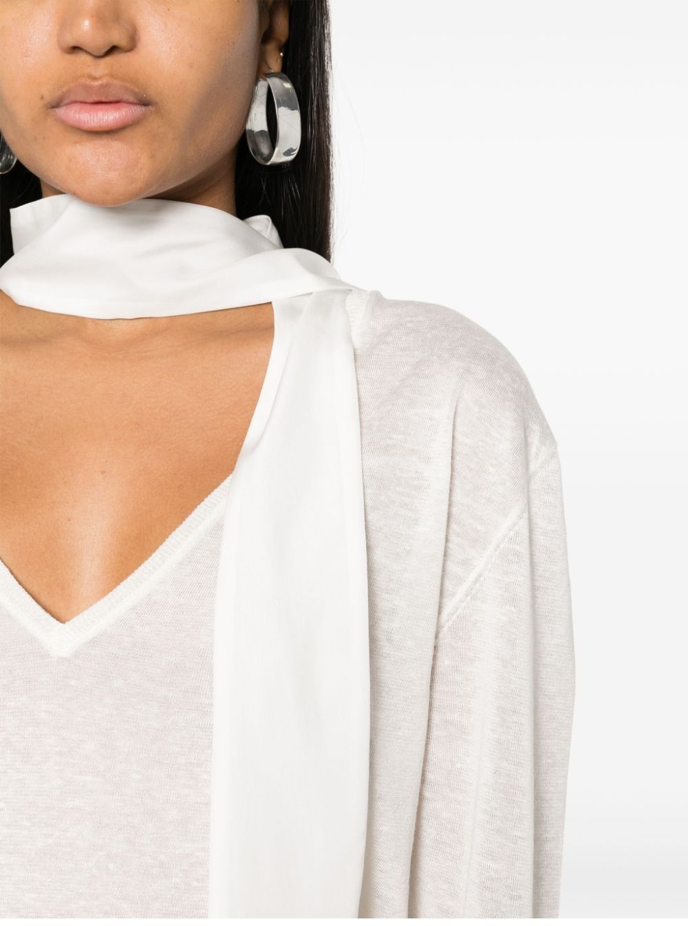 Fabiana Filippi Relaxed Fit Knitwear With Deep V-neck In White