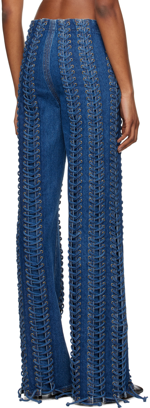 Jean Paul Gaultier Lace-up Jeans In Blue