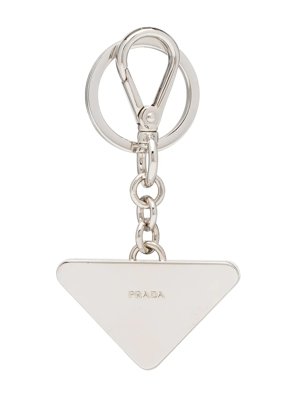Prada Navy Blue Logo Keychain In White