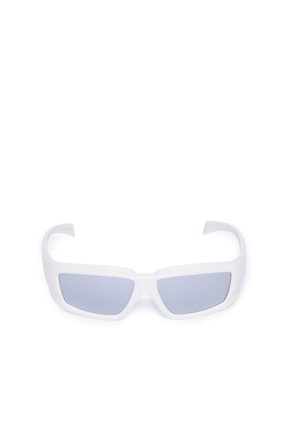 Rick Owens Silver Square Frame Sunglasses In White