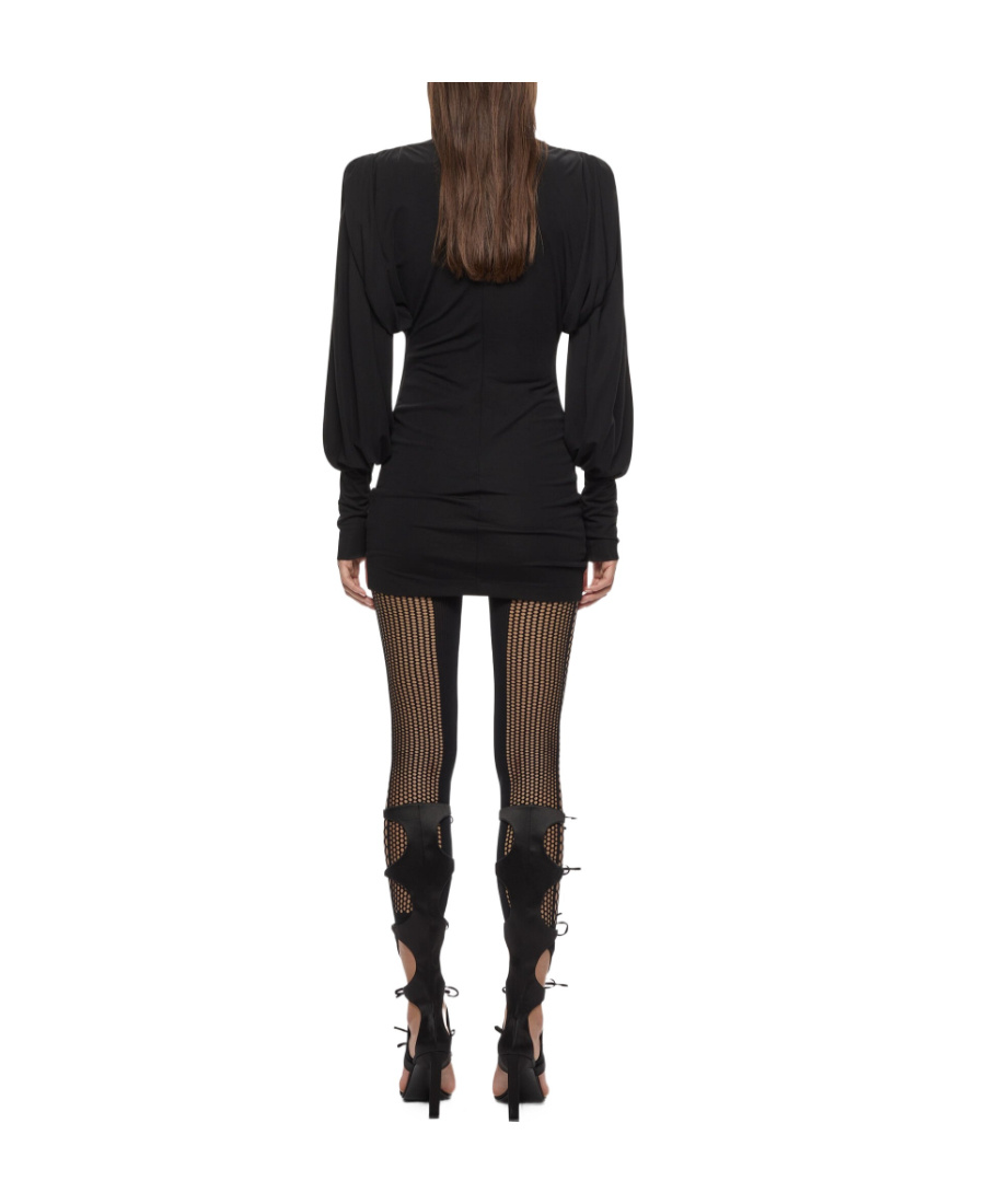 Attico The Quinn Fitted Crewneck Mini Dress In Black
