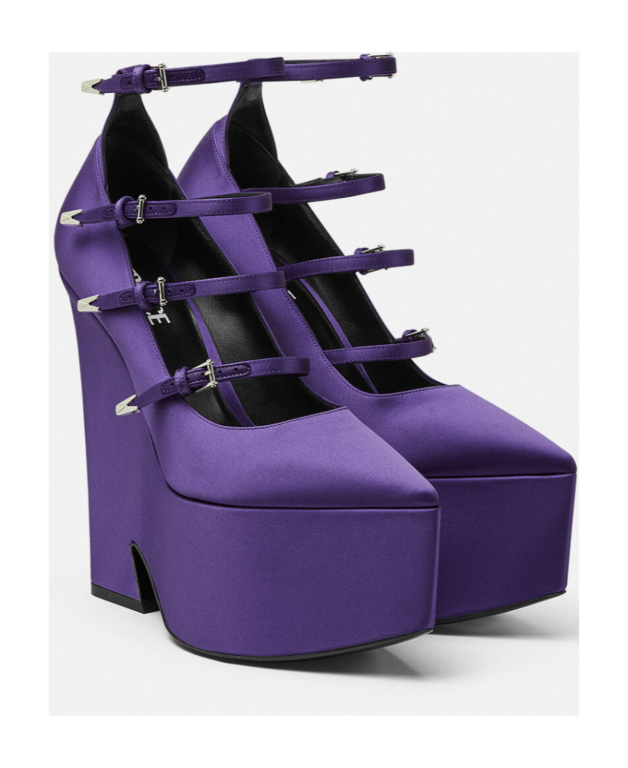 Versace Purple Pointed Toe Pumps In Purple