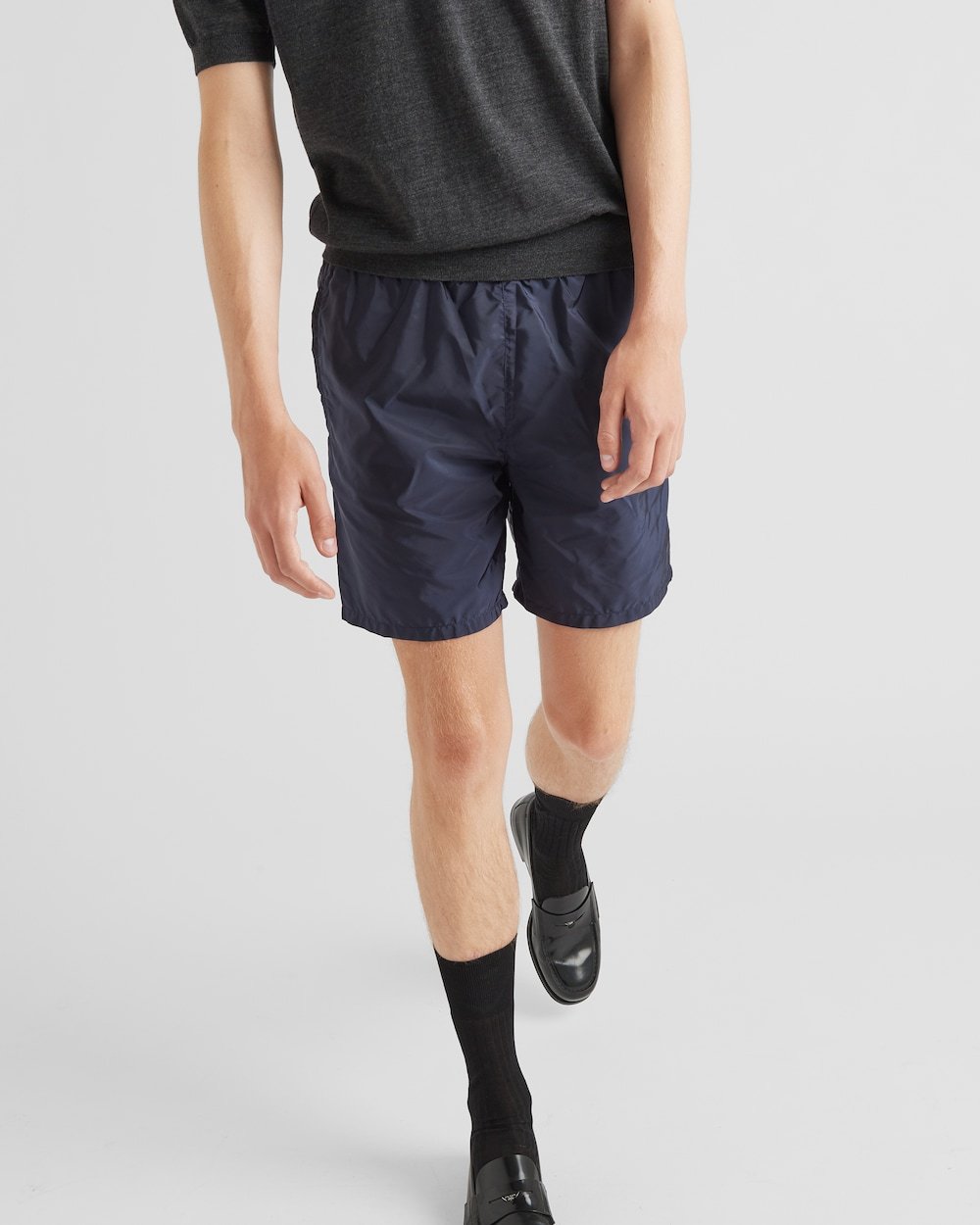Prada Man Navy Blue Recycled Nylon Swimming Shorts In Blue