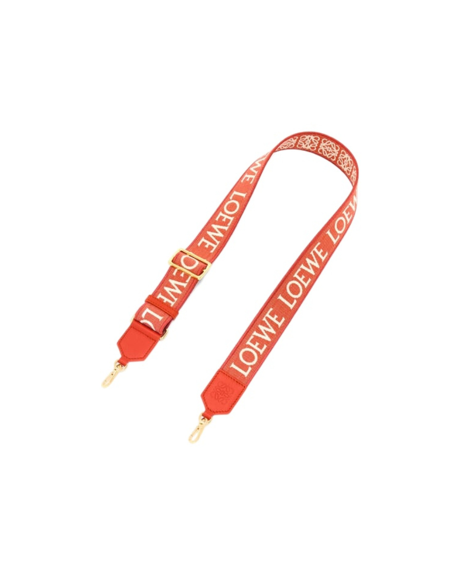Shop Loewe Anagram Strap In Jacquard And Calfskin In Red