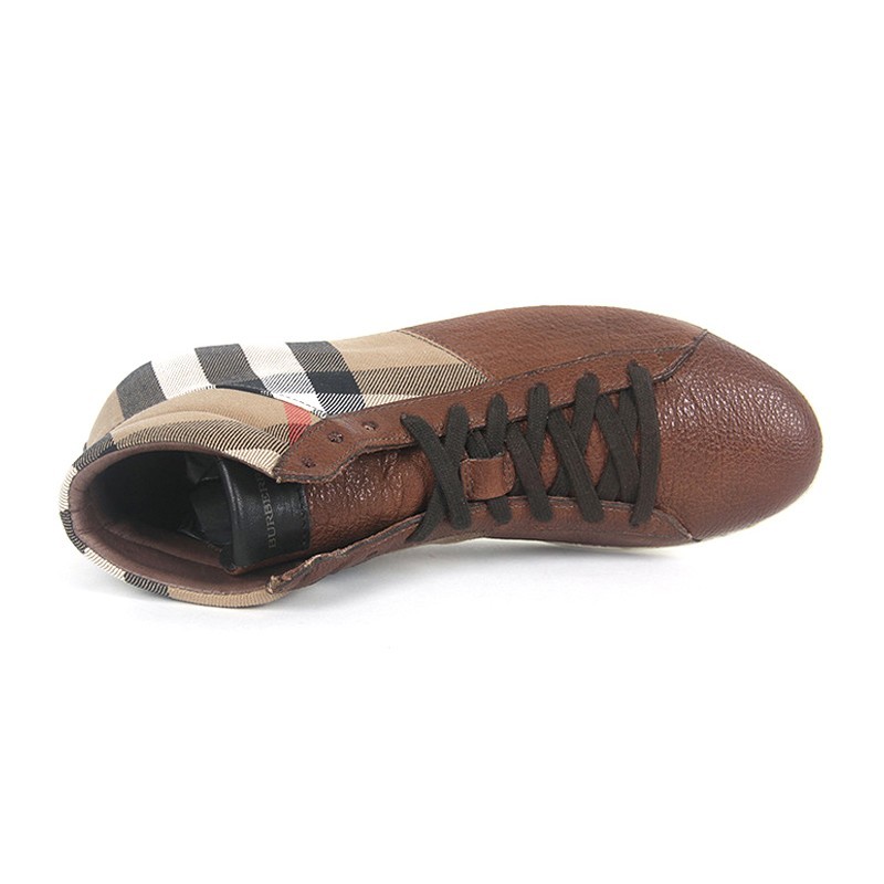 Burberry Checkered High Upper Board Shoes In Brown