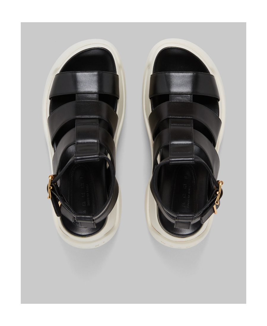 Marni Black Gladiator Platform Sandals In White