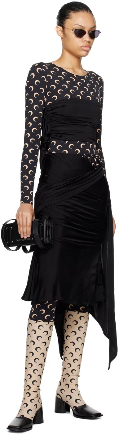 Marine Serre Black Bandeau Cropped Top In Black