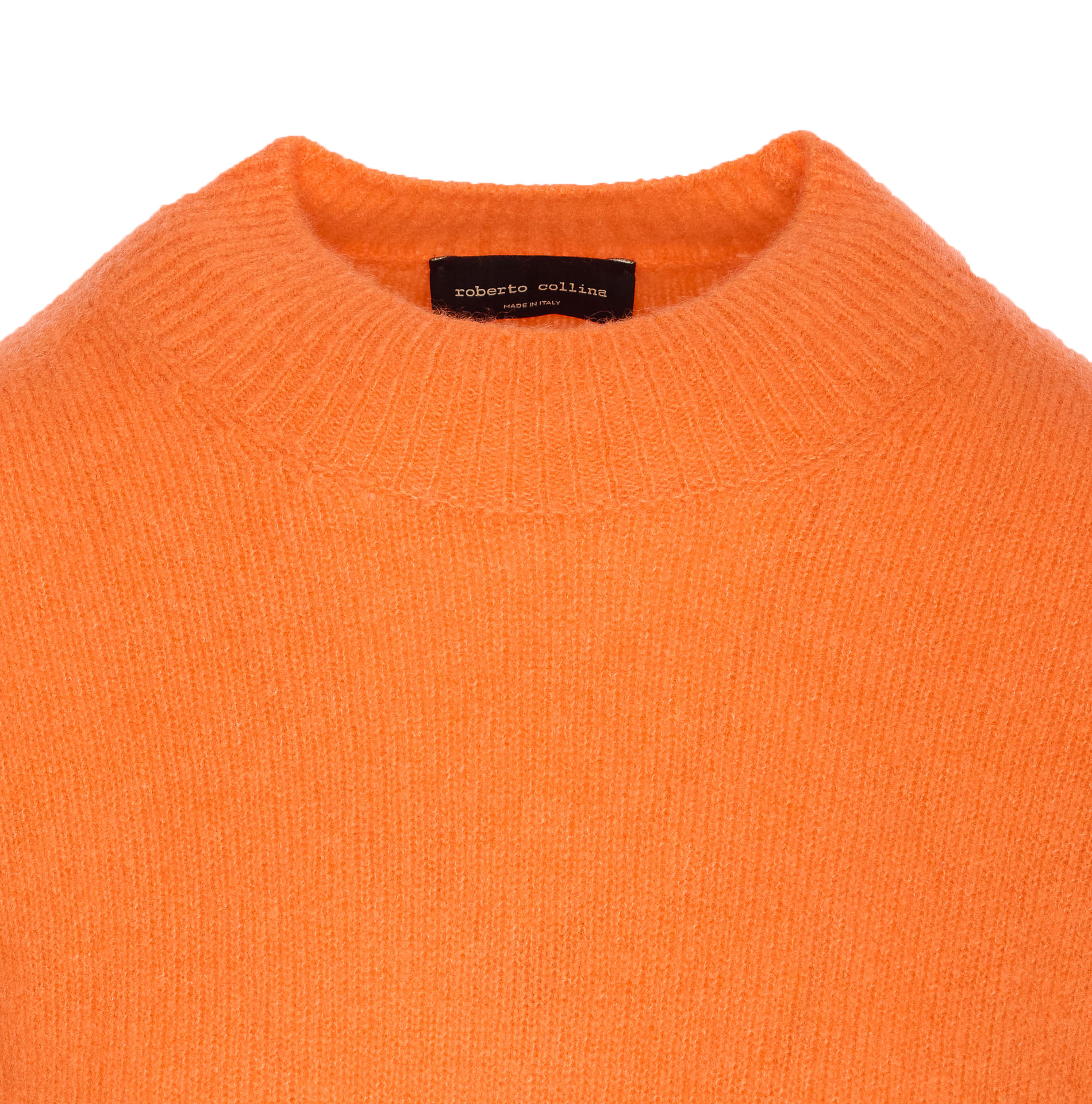 Roberto Collina Soft Knit Sweater With Ribbed Cuffs And Hem In Orange