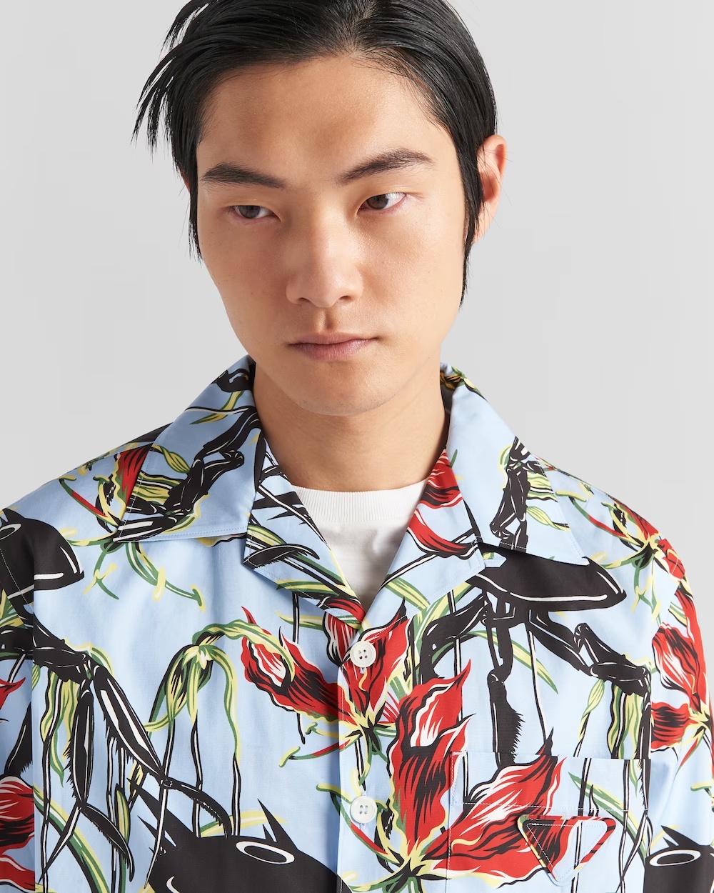 Prada Floral Print Buttoned Shirt In Multicolor