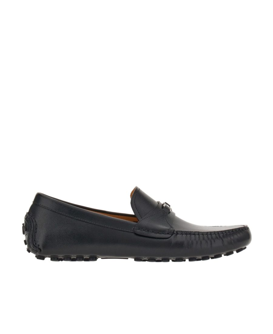 Ferragamo Gancini-buckle Leather Loafers In Black