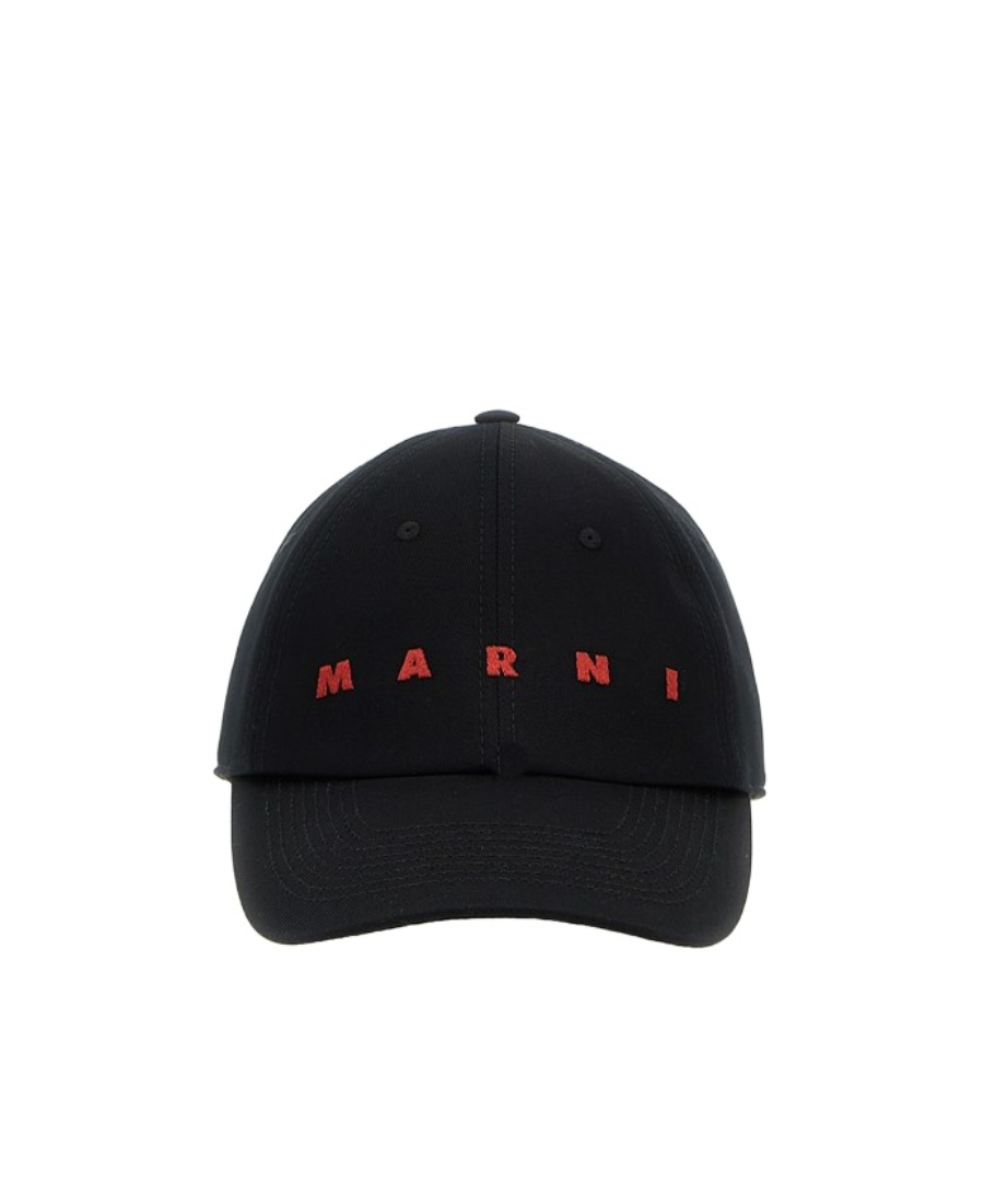 Marni Baseball Cap With Embroidered Logo In Black