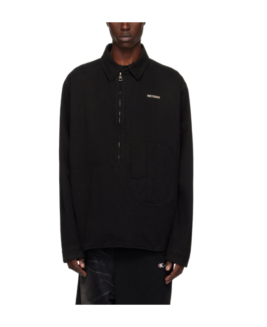 We11 Done Black Half-zip Shirt In Black