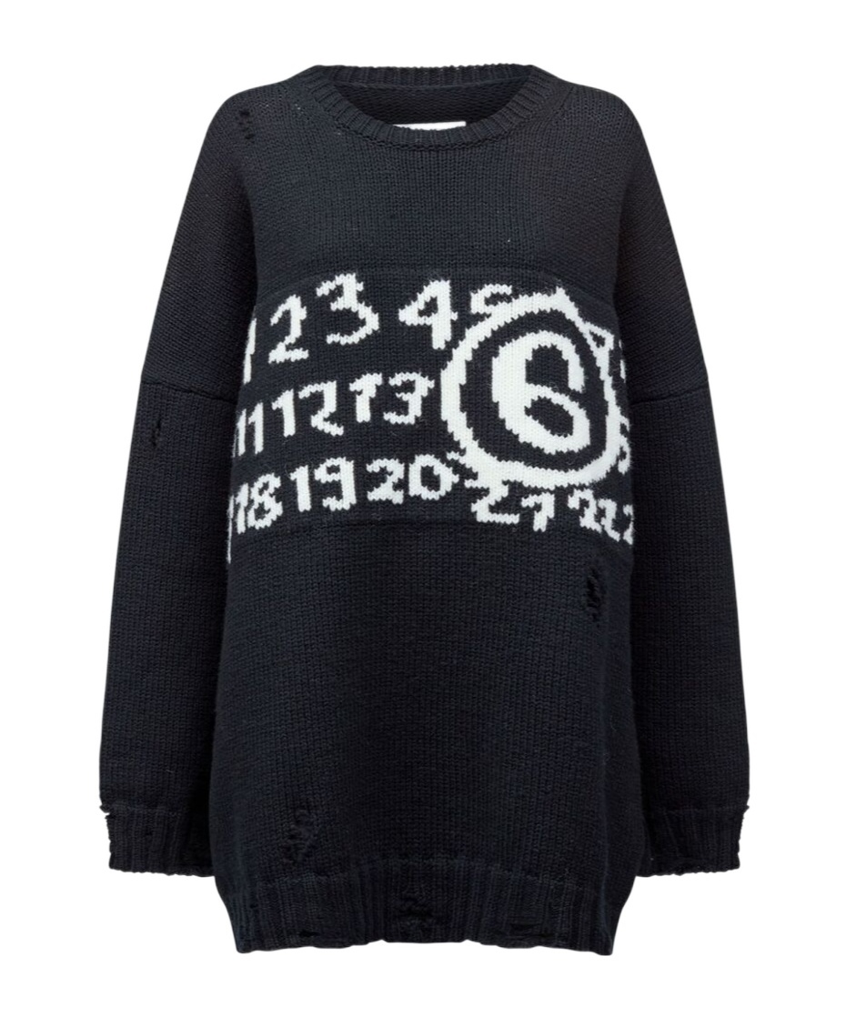 Mm6 Maison Margiela Numbers-motif Drop-shoulder Jumper In Black