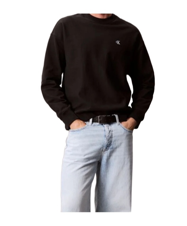 Calvin Klein Jeans Est.1978 Oversized Cotton Terry Sweatshirt In Black