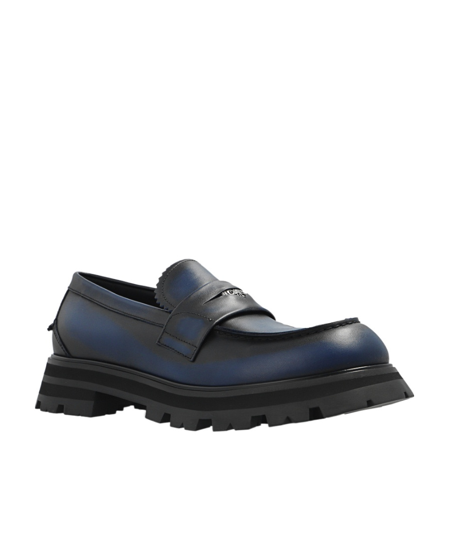 Alexander Mcqueen Ridged Swirl-design Leather Loafers In Black