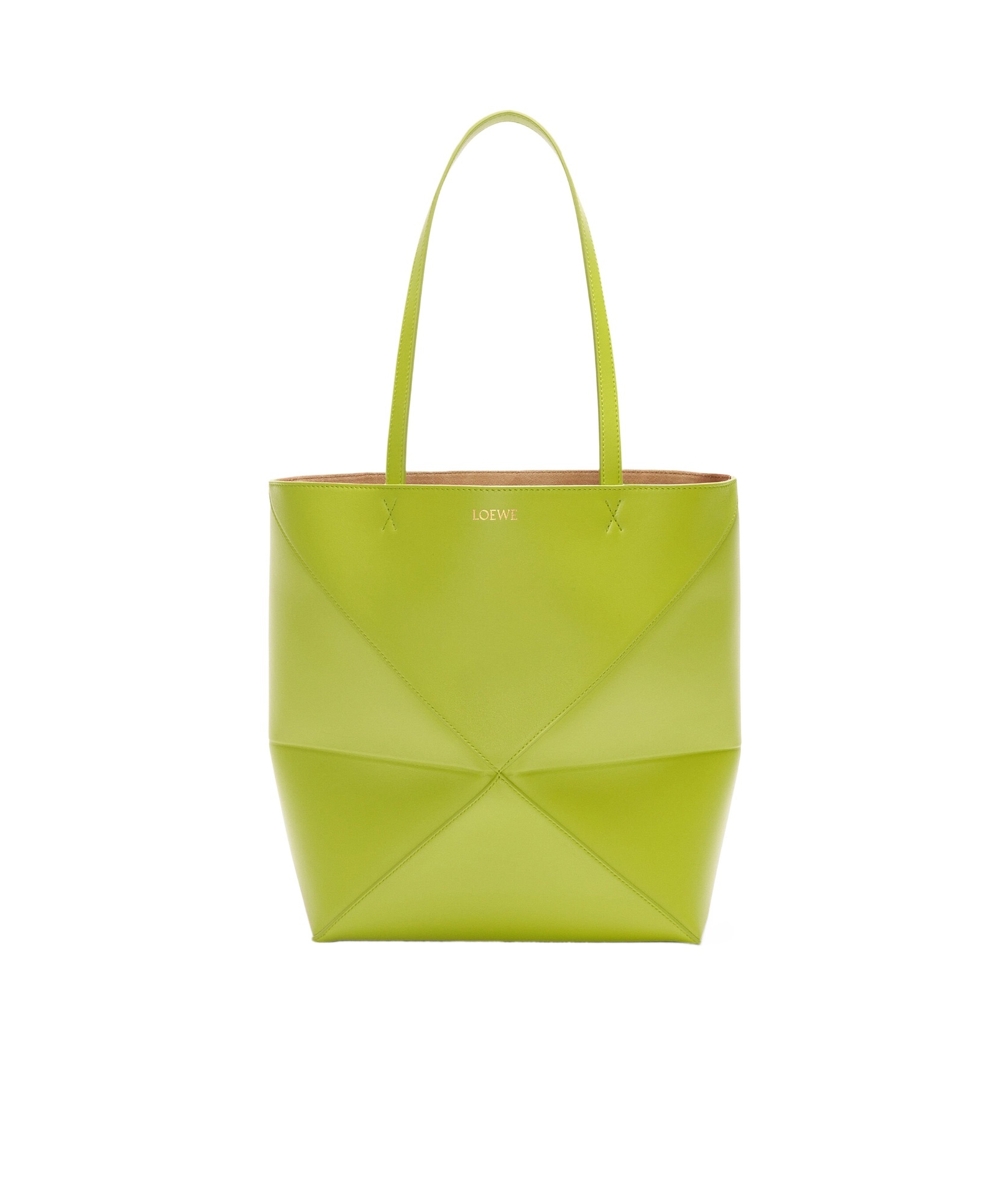 Loewe Medium Leather Puzzle Fold Tote Bag In Green