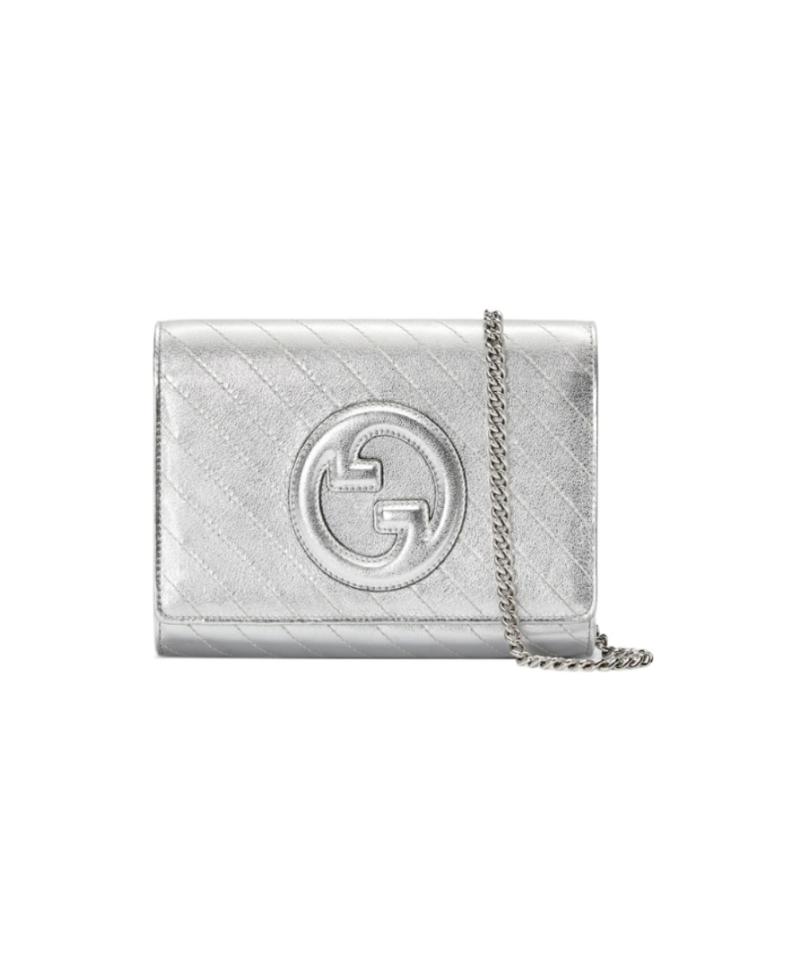 Gucci Blondie Metallic Crossbody Bag In White