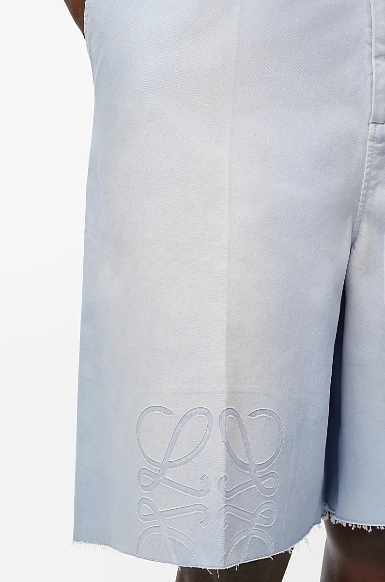Loewe Debossed-anagram Shorts In Sky-blue
