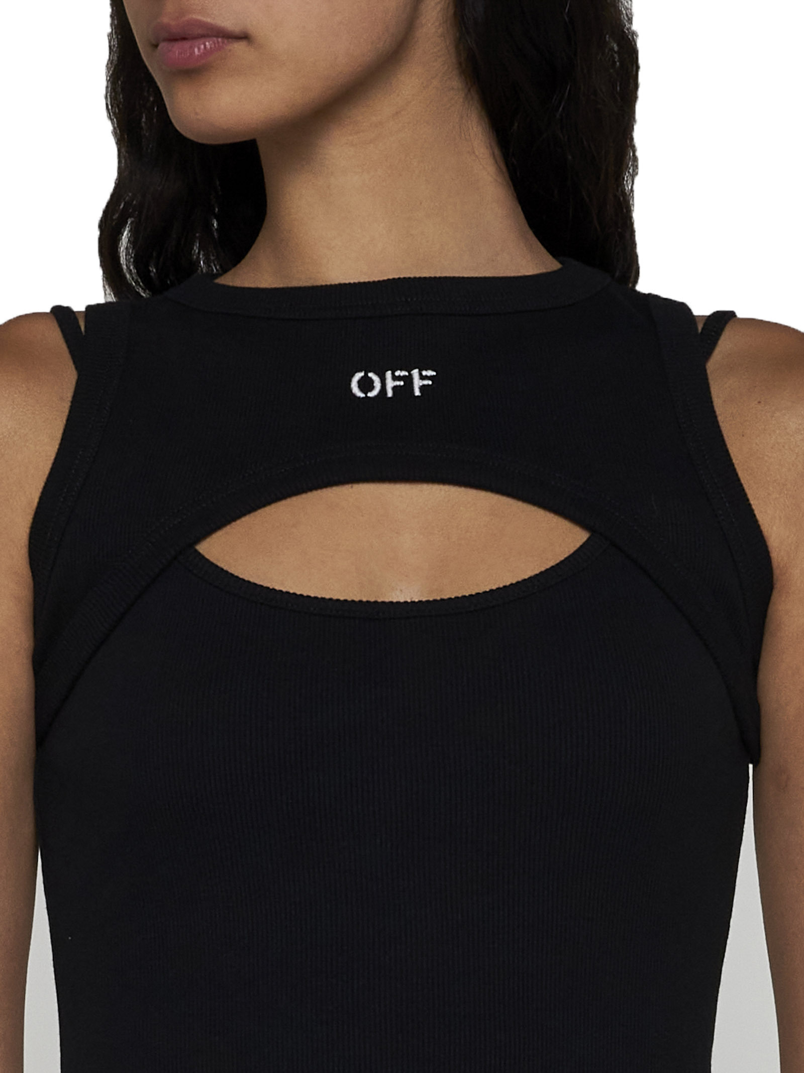 Off-white Layered Sleeveless Top With In Black