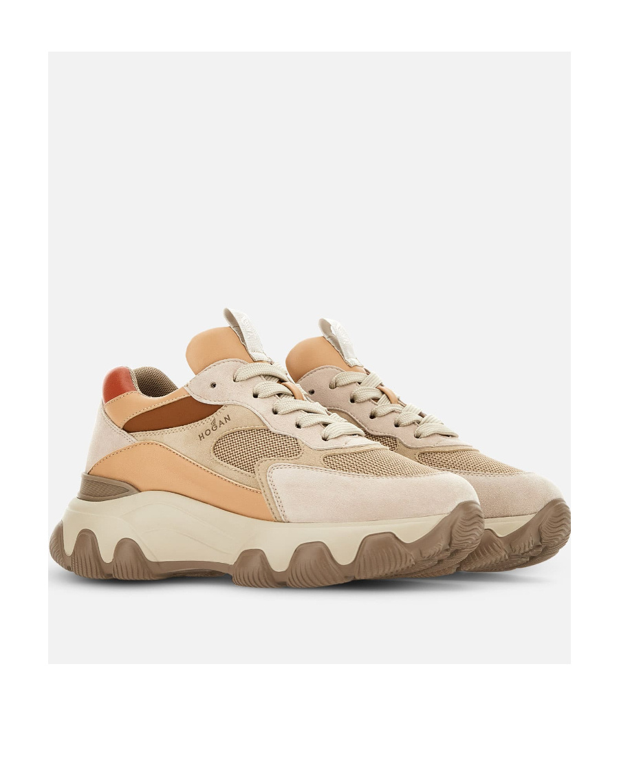 Hogan Hyperactive Panelled Leather Sneakers In Nude