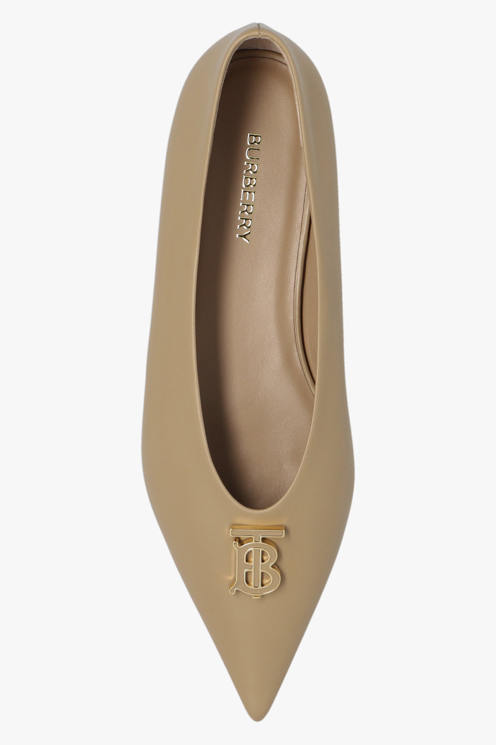 Burberry Ezra Tb Monogram Motif Ballet Shoe In Brown
