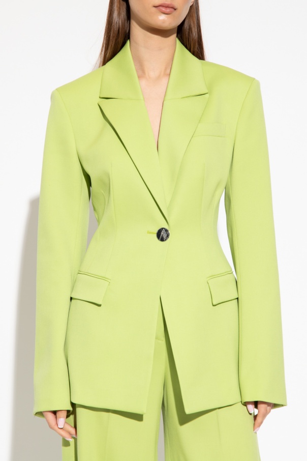 Attico Green Single-breasted Blazer In Yellow