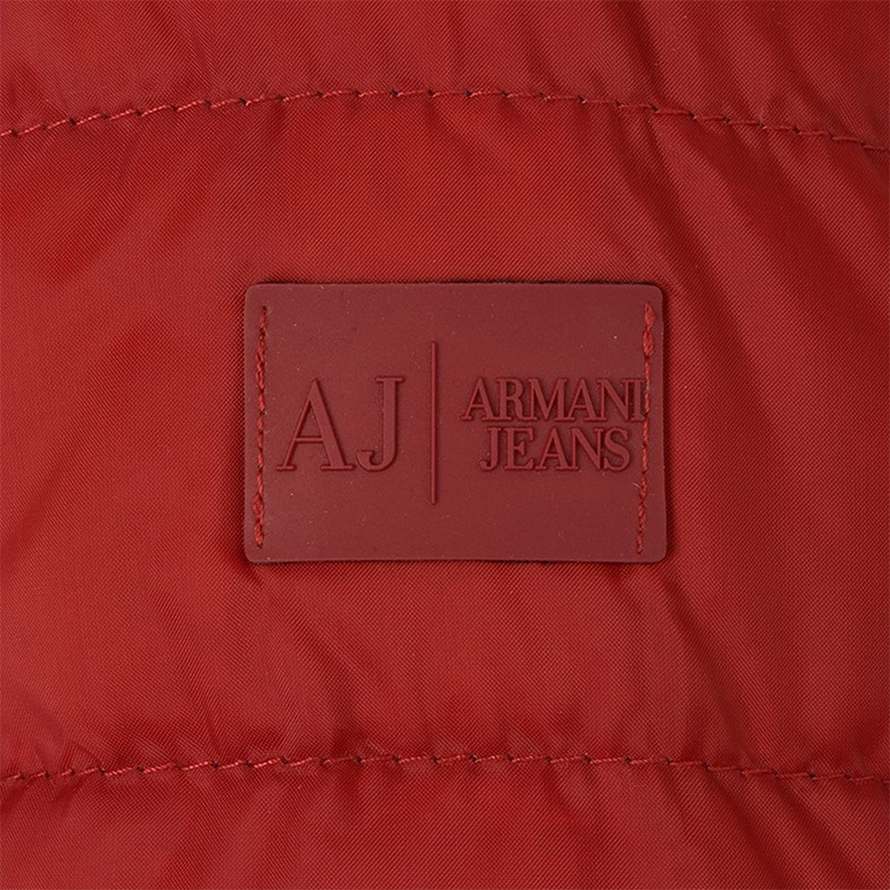 Armani Jeans Zipper Down Jacket In Red