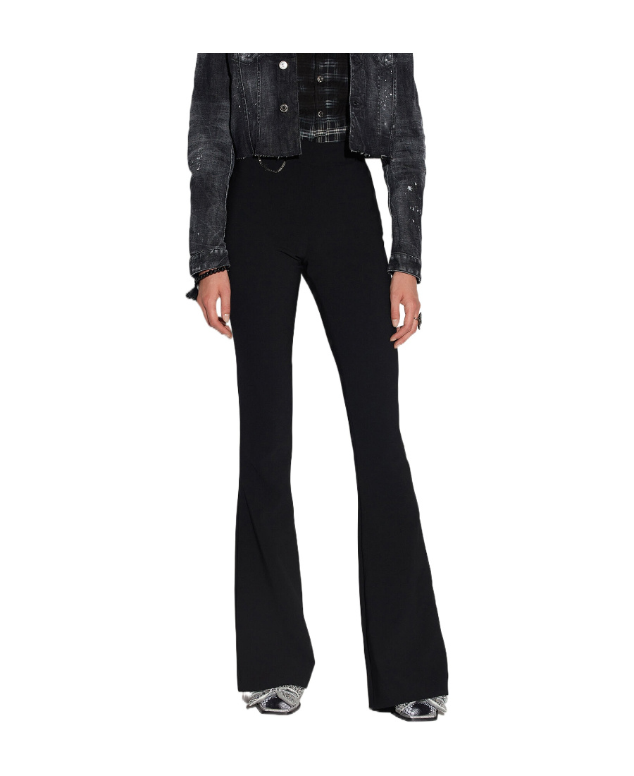 Dsquared2 Logo-chain Flared Trousers In Black