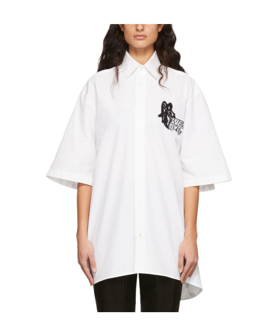 We11 Done Lapel Short-sleeved Shirt In White