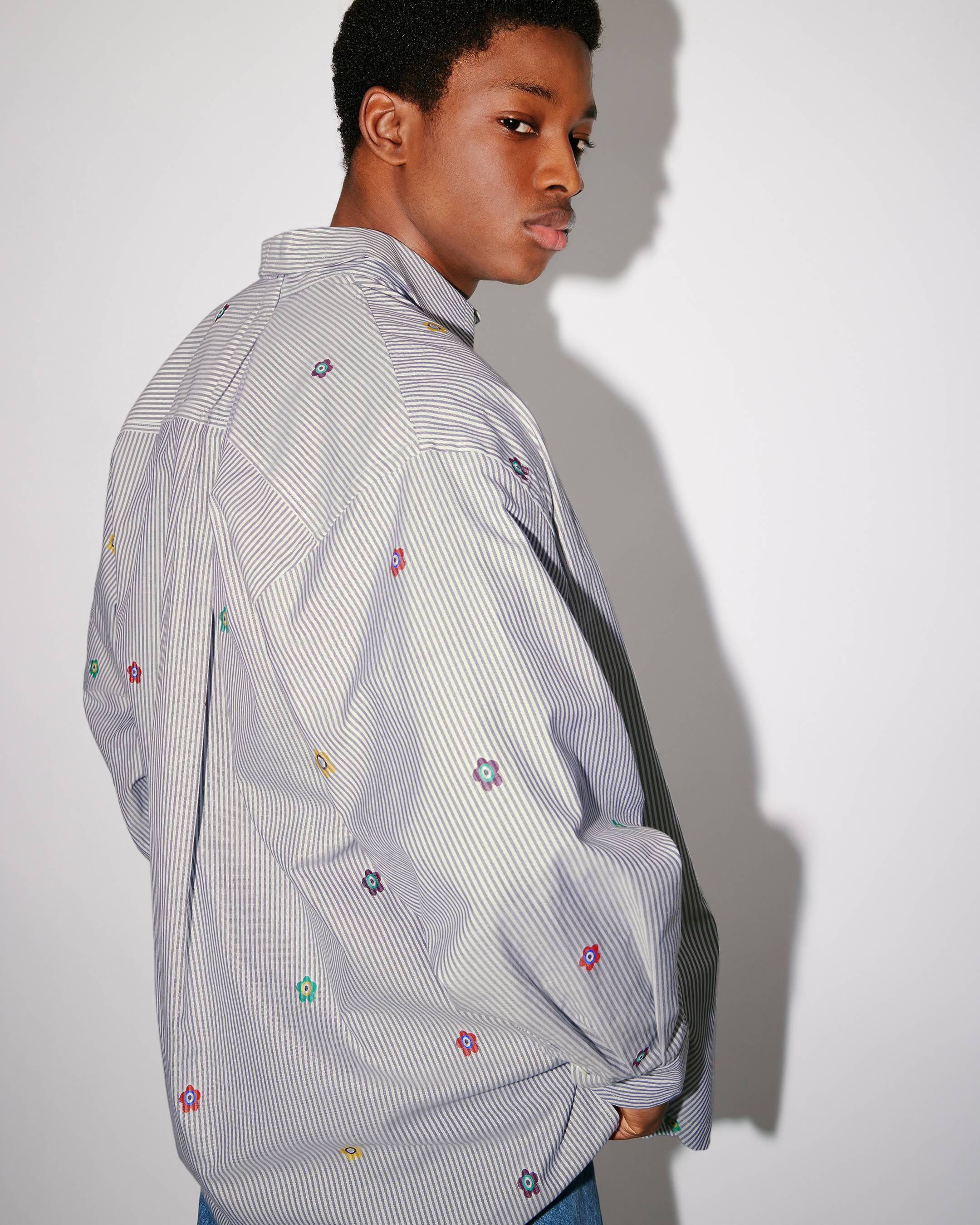 Kenzo Target Oversized Striped Shirt In Gray