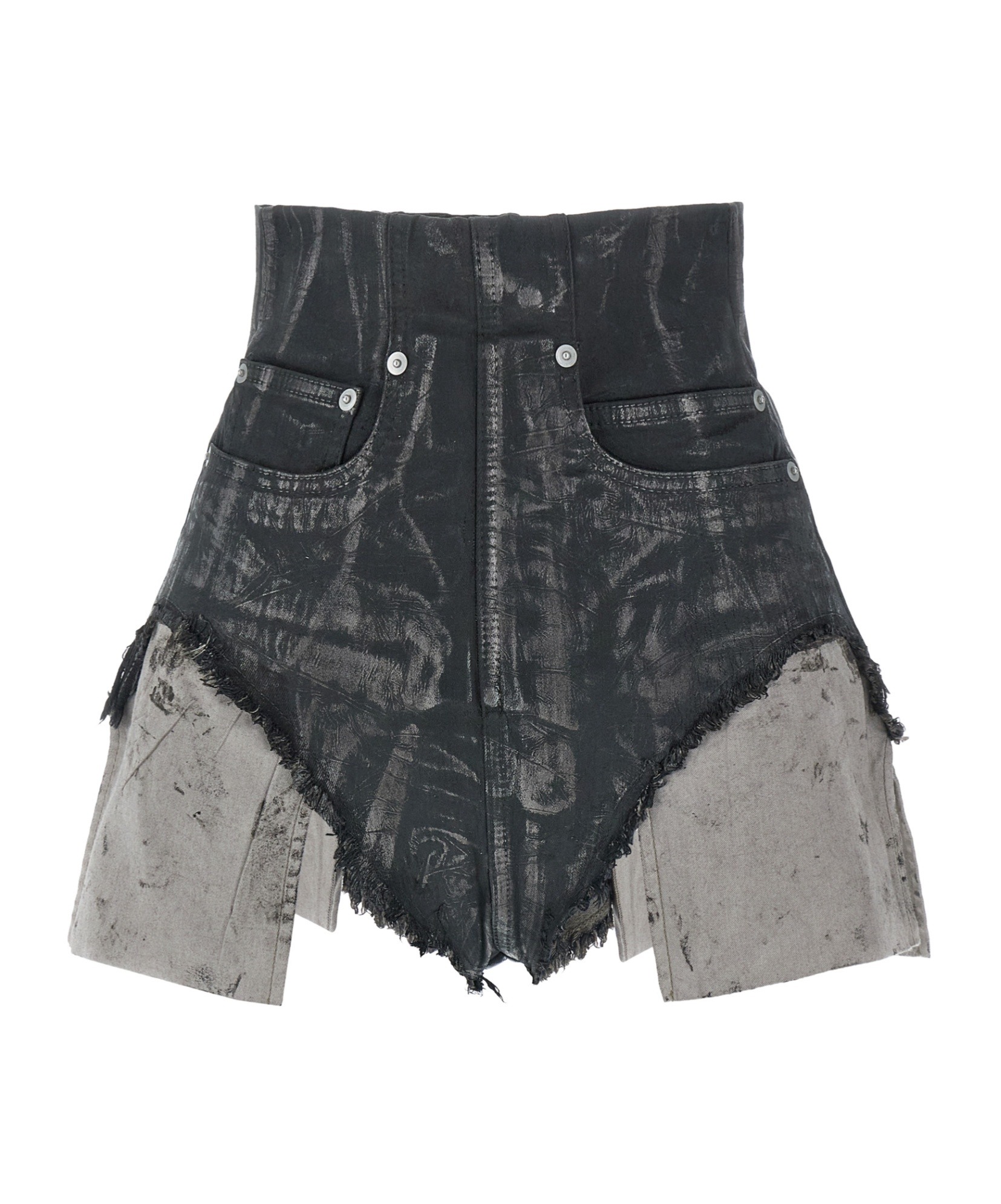 Rick Owens Drkshdw Dirt Cutoffs Coated Frayed Shorts In Black
