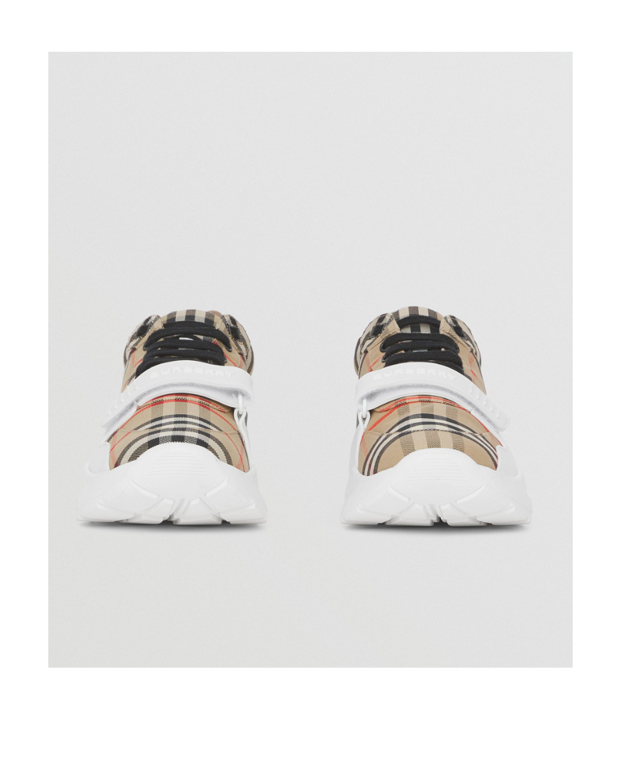 Shop Burberry Check Low-top Sneakers In White