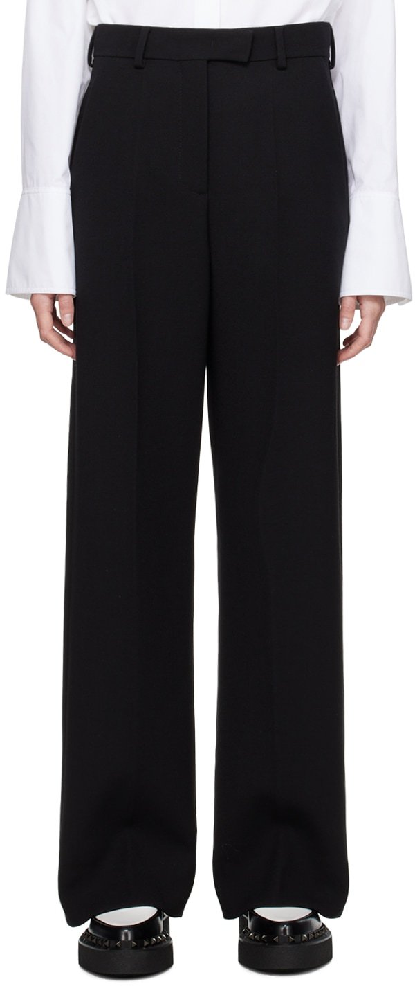 Shop Valentino High-waisted Tailored Trousers In Black