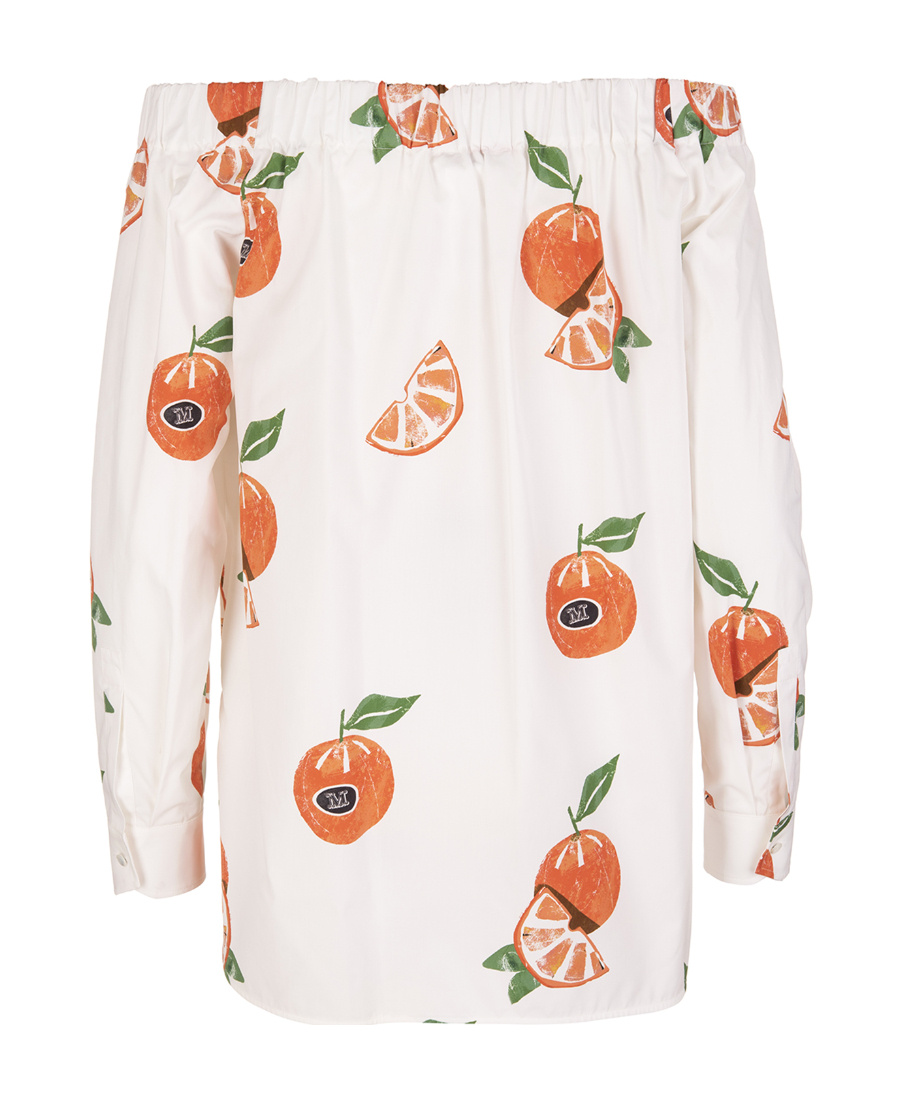 Max Mara Printed Strapless Blouse In Red