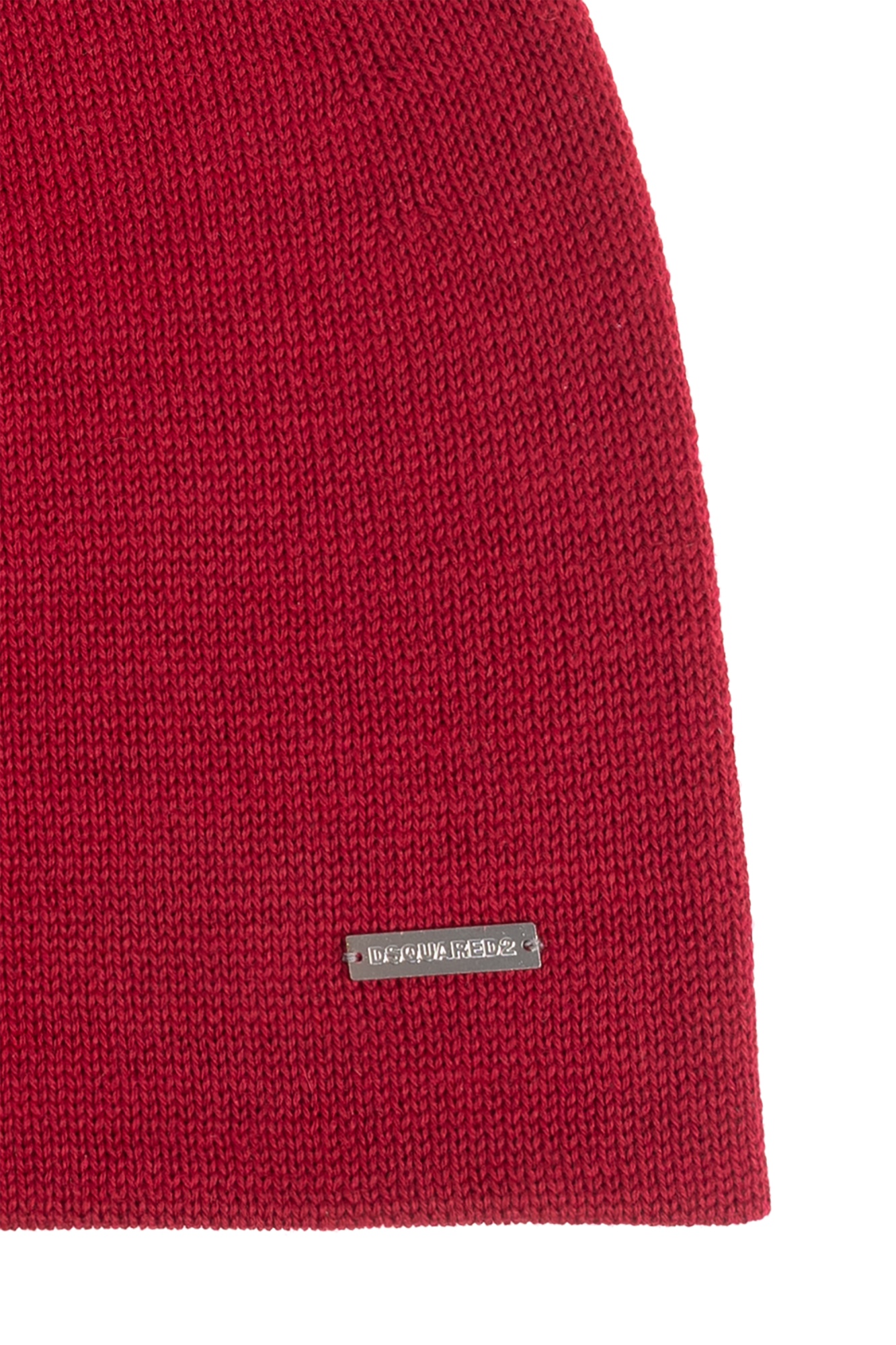 Dsquared2 Ribbed Knit Hat In Red